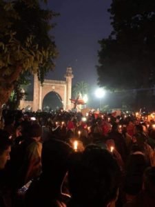 CANDLE MARCH IN ALIGARH MUSLIM UNIVERSITY