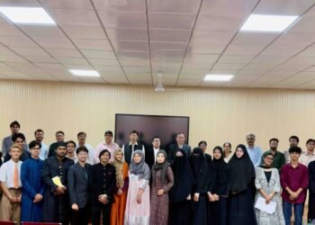 Thai students, AMU faculty and Thai alumni at the Indo-Thai Academic and Cultural Exchange Programme 2026 in the Cultural Hall, Maulana Azad Library