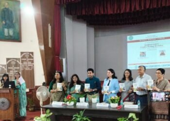 Guests launching Dr Nazish Begum's book at the Women Writers' Forum, Women's College, AMU