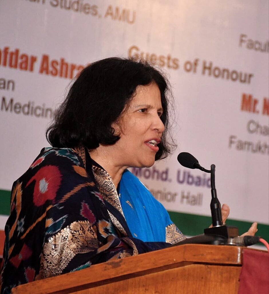 Prof. Naima Khatoon, Vice-Chancellor of AMU, at Sir Syed Hall (South) in September 2025